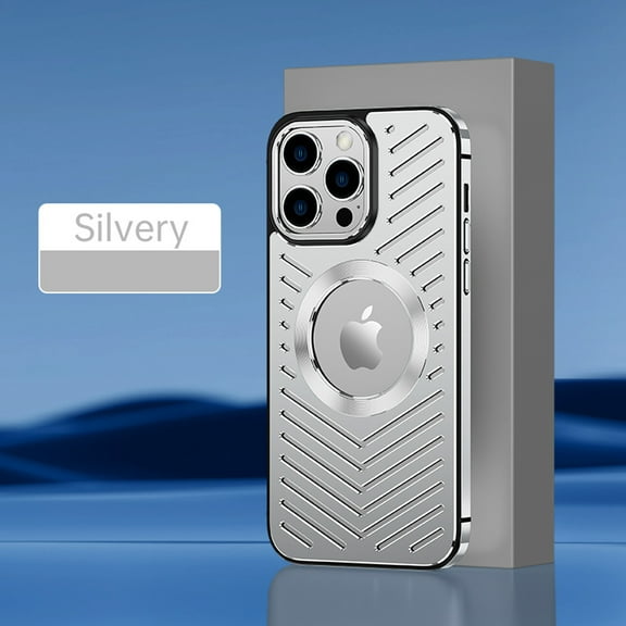for iPhone 14 Pro Max Heat Dissipation Magnetic Case Compatible with MagSafe Wireless Charging, Ice Armor Cooling Rugged Metal Aluminum Frame Shockproof Cover for iPhone 14 Pro Max,Silver
