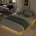 thumbnail image 4 of Pouseayar Queen Size Floating Bed Frame with LED Lights, Low Profile Platform Bed, Gray, 4 of 11