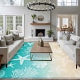 thumbnail image 3 of 5x8 Area Rugs for Living Room, Teal Beige Ombre Coastal Non Slip Area Rugs for Kitchen Bedroom Entryway, Nautical Beach Starfish Coral Summer Washable Carpet Runner Rug Floor Mats for Bedroom, 3 of 8