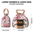 thumbnail image 5 of Pioneer Flower Floral Print Pattern Drawstring Lunch Bag Women - Drawstring Lunch Bag Insulated for Work Office - Stain-Resistant Large Lunchbags for Women with Multi-Pockets, 5 of 6