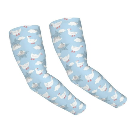 Cooling Arm Sleeves for Men/Women/Youth - Cute Goose On A Blue Sky Breathable Sun Sleeves to Cover Arms Sun Protection Sleeves