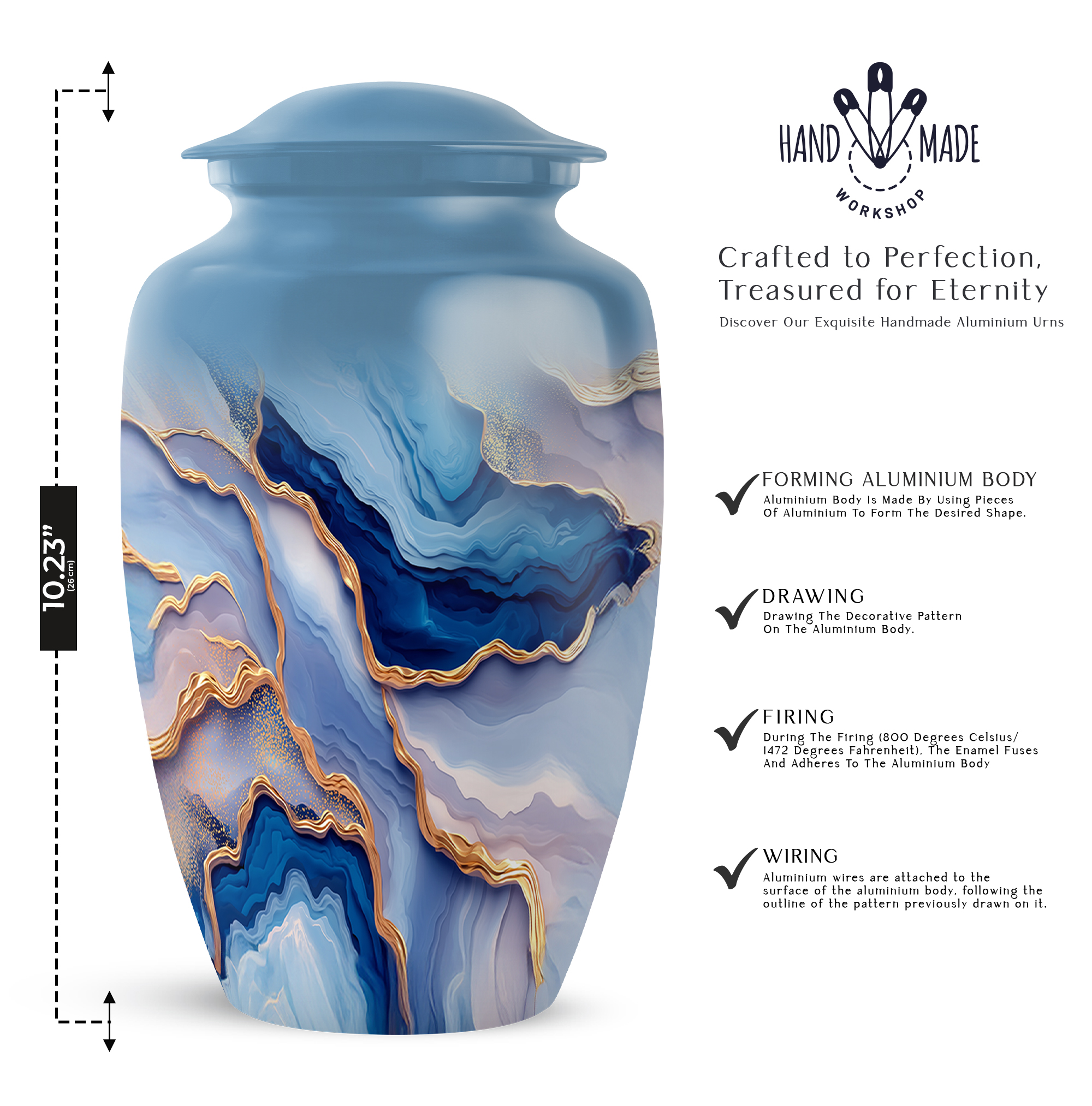 SABURIAL Blue Burial Decorative for Mom & Dad - Funeral Urns for Ashes - Combo 1 - Large with 3 Inch Pack of 1 - Human Remains Urn - Memorial Urns for Male & Female - Keepsakes Urn for Ashes