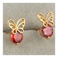 thumbnail image 1 of 18K Gold Galvanized Austrian Zircon Ear Studs   red, 1 of 4
