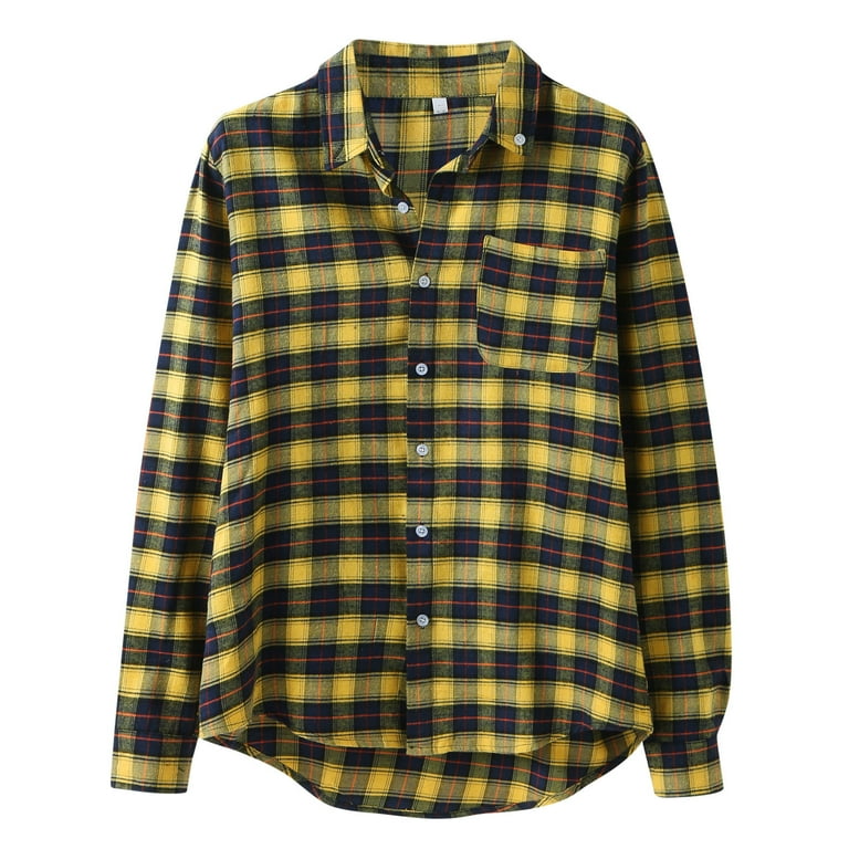 Ketyyh-chn99 Mens Shirts Button Down Plaid Flannel Shirt Workshirt