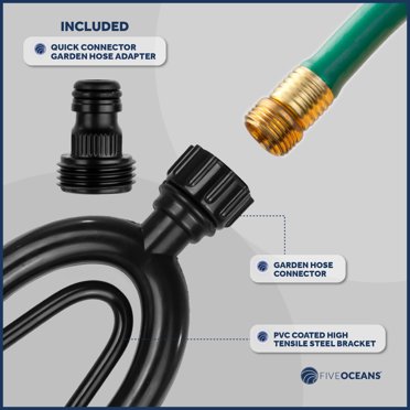 Five Oceans Outboard Motor Flusher Muffs - Marine Grade PVC With Coated Steel Bracket & Hose Adapters