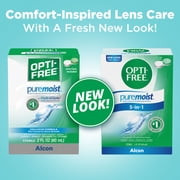 (2 pack) OPTI-FREE Puremoist All Day Comfort Contact Lens Cleaning Solution Trial Kit for Daily Use, 2 fl oz
