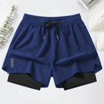 thumbnail image 4 of Ramiter Short de Course Homme Short Décontracté pour Homme Poches Taille Élastique avec Cordon Cargo Short Extensible Bleu Marine,G, 4 of 6