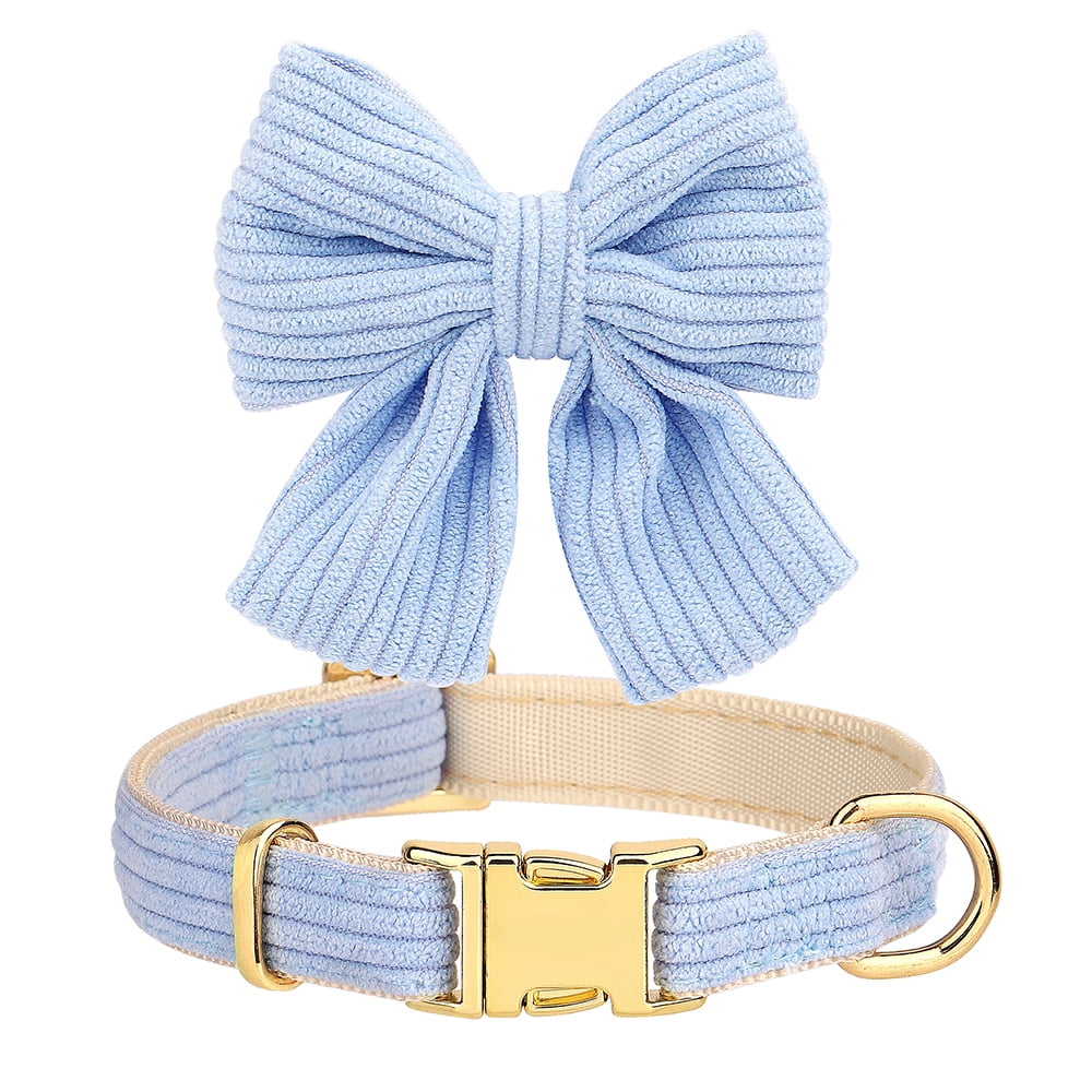 Didog Cute Bowknot Dog Collar and Soft Walking Harness and 5ft Leash set for Extra Small and Small Breeds Shih Tzu Yorkshire