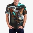 thumbnail image 1 of Saiise Futuristic Robot Hummingbird Print Mens Golf Shirt Moisture Wicking Quick-Dry Print Performance Polo Shirts for Men-Small, 1 of 6