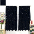 thumbnail image 3 of Night Starry Sky Curtains, Golden Space Stars Fantasy Galaxy Universe Black Cosmic with Gold White Star Rain Print Window Curtains for Kids Bedroom Living Room 84x84in, 3 of 6