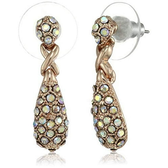 Estele White Colour Stone Tear Drop Latest Collection Earrings, Gold