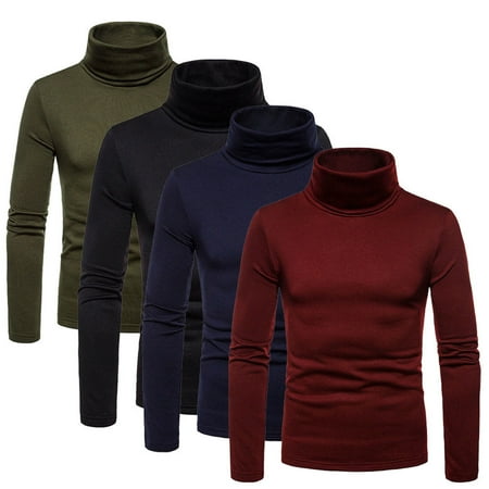 Fashion Mens Roll Turtleneck Pullover Jumper Tops Sweater Slim Shirts Warm Winter Clothes