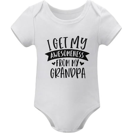 

I Get My Awesomeness From My Grandpa Onesie Newborn Short Sleeve Cute Newborn Girl Outfits White 3-6 Month Romper Girl