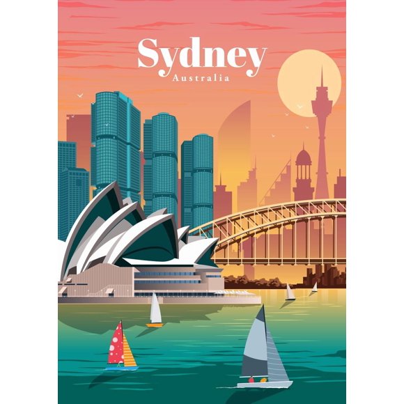World Famous Tourist Cities Poster Prints London New York City Travel Wall Art Canvas Painting Picture Home Living Room Decor, 50*70cm, unframed.,Blue