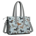 thumbnail image 2 of Teacher Tote Bag,Cute Dachshund and Dog Footprint Teacher Utility Tote Bag,Large Work Tote Bags for Women with Multiple Pockets,Top Zipper Closure,13.8x10.6x6.7 Inch, 2 of 5