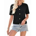 thumbnail image 2 of Women's Summer Cardigan Short Sleeve Cropped Cable Knit Open Front Black S, 2 of 10