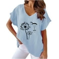 thumbnail image 2 of YHAJDS Women's Tops Short Sleeve Short Sleeve Shirts for Women V Neck Print Shirt Comfortable Casual Blouse Tee, 2 of 5