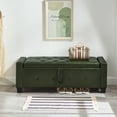 thumbnail image 4 of 48" Storage Ottoman Bench, Upholstered Faux Leather Entryway Bench with Seating, Tufted Large End of Bed Ottomans for Living Room, Bedroom, Holds up to 300 lb, Dark Green, 4 of 9