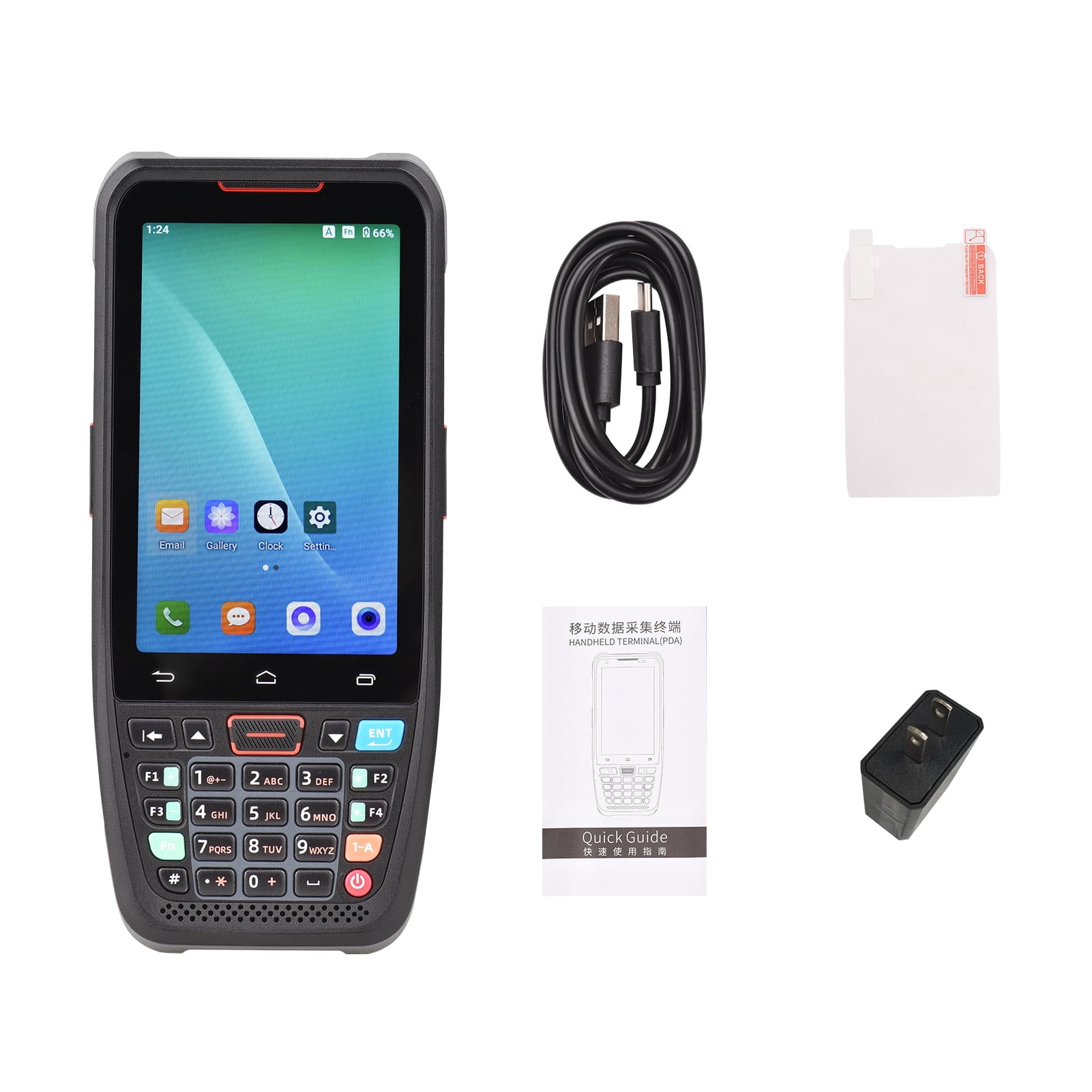 Handheld POS Android 10.0 PDA Terminal 1D/2D/QR Barcode Scanner Support 2/3/4G WiFi BT Communication with 4.0 Inch Touchscreen for Supermarket Restaurant Warehouse Retail Inventory Logistics