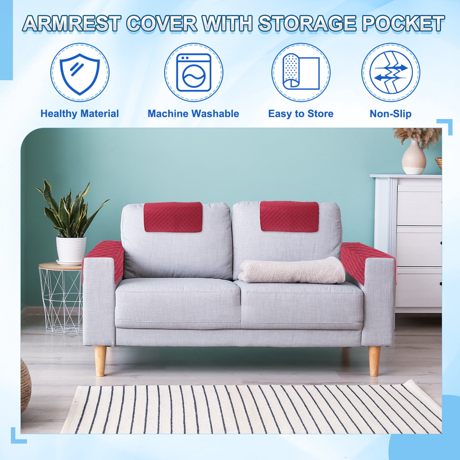 Unique Bargains Arm Cover Furniture Protect Recliner Chair Covers Dark Grey