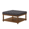 thumbnail image 6 of S-HOME Large Square Upholstered Tufted Linen Ottoman, Spacious Coffee Table with Solid Wood Shelf，Charcoal, 6 of 6