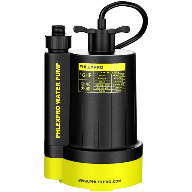 Bomba de sumidero PHLEX PRO 1/2HP sumergible 10060 L/h Verde