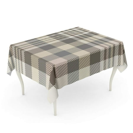 

SIDONKU Tan Border Tartan Plaid Printing Pattern in Shades of Cream Beige Brown and Grey Gray C Tablecloth Table Desk Cover Home Party Decor 60x104 inch