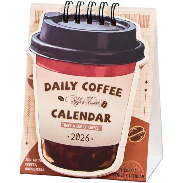 2026 Coffee Theme Desk Calendar - Daily Coffee Tips & Cup Design for Office, Home & Classroom Organization
