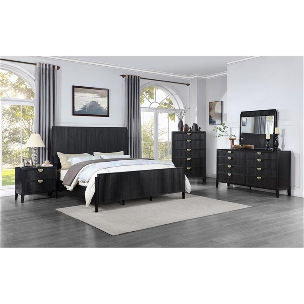 Pemberly Row Transitional 2-drawer Wood Nightstand Bedside Table Black