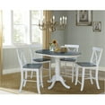 thumbnail image 5 of 36" Round Solid Wood Extension Dining Table With 4 Cross Back Counter Height Stools in White/Heather Gray by International Concepts, 5 of 6