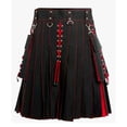 thumbnail image 4 of FRSASU Modern Two-Tone Utility Kilt for Men | Work & Fashion Kilt with Detachable Pockets & X-Lace Design Traditional Highland Tartan Utility Kilt Scottish Mens Kilt Red, 4 of 5