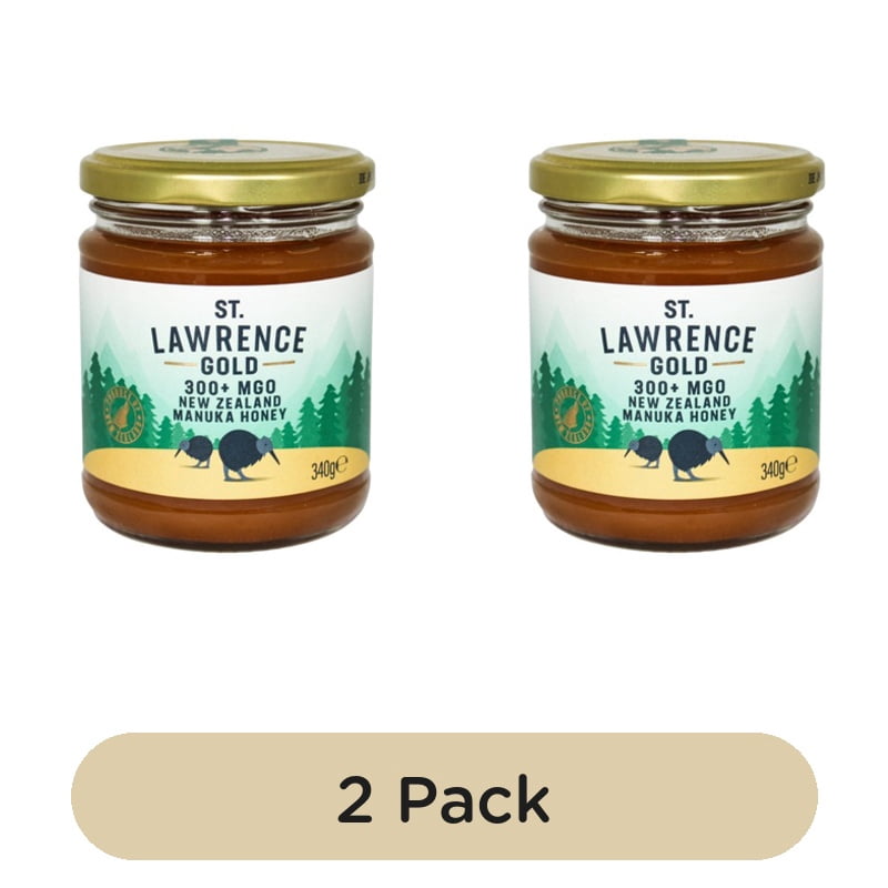 St. Lawrence Gold New Zealand Manuka Honey 300+MGO 340g, British Import (Pack of 2)