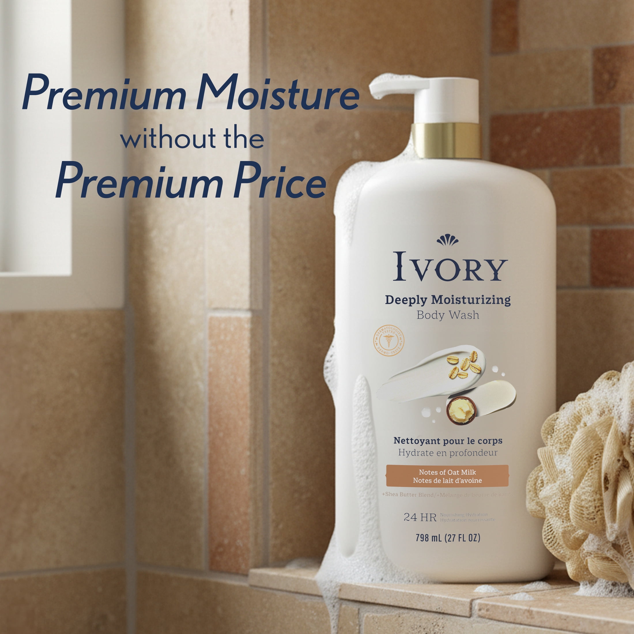 Ivory Deeply Moisturizing Body Wash, Notes of Oatmilk Scent, 798 ml