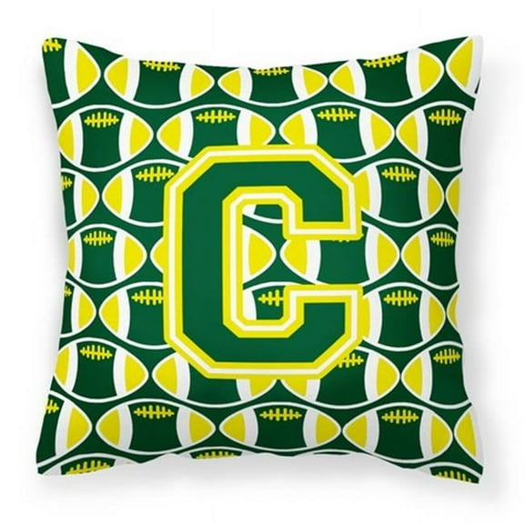 Letter C Football Green and Yellow Fabric Decorative Pillow