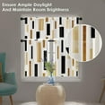 thumbnail image 3 of Brown Beige Kitchen Curtains Geometric Black Window Curtains Valance and Tier Set 36 Inch, Modern Rectangle Rod Pocket Short Tier Curtain, Abstract Vintage Small Curtains for Kitchen Decor, 3 of 6