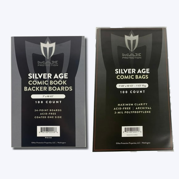 Max Protection Silver Size Ultra Clear Comic Book Bags and Boards (500 Pack) - Archival Safe, High Clarity, Extra Protection for Comic Books