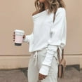 thumbnail image 4 of ylioge Fall Sweaters for Women, Womens Off The Shoulder Sweater Plus Size Knitted Tops Long Slleve Mesh Perforated Solid Color Oversized Pullover Sweatshirts Sweater Fall, 4 of 4