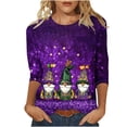 thumbnail image 3 of Ichuanyi Women's Carnival Print 3/4 Sleeve T-Shirt, Round Neck Casual Loose Fit Blouse Colorful Graphic Tee, 3 of 6