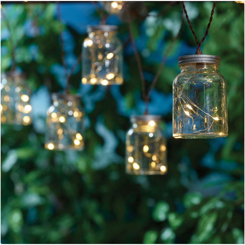 Mainstays Solar LED Mason Jar String Lights, 2 Pack of 50 Count Lights