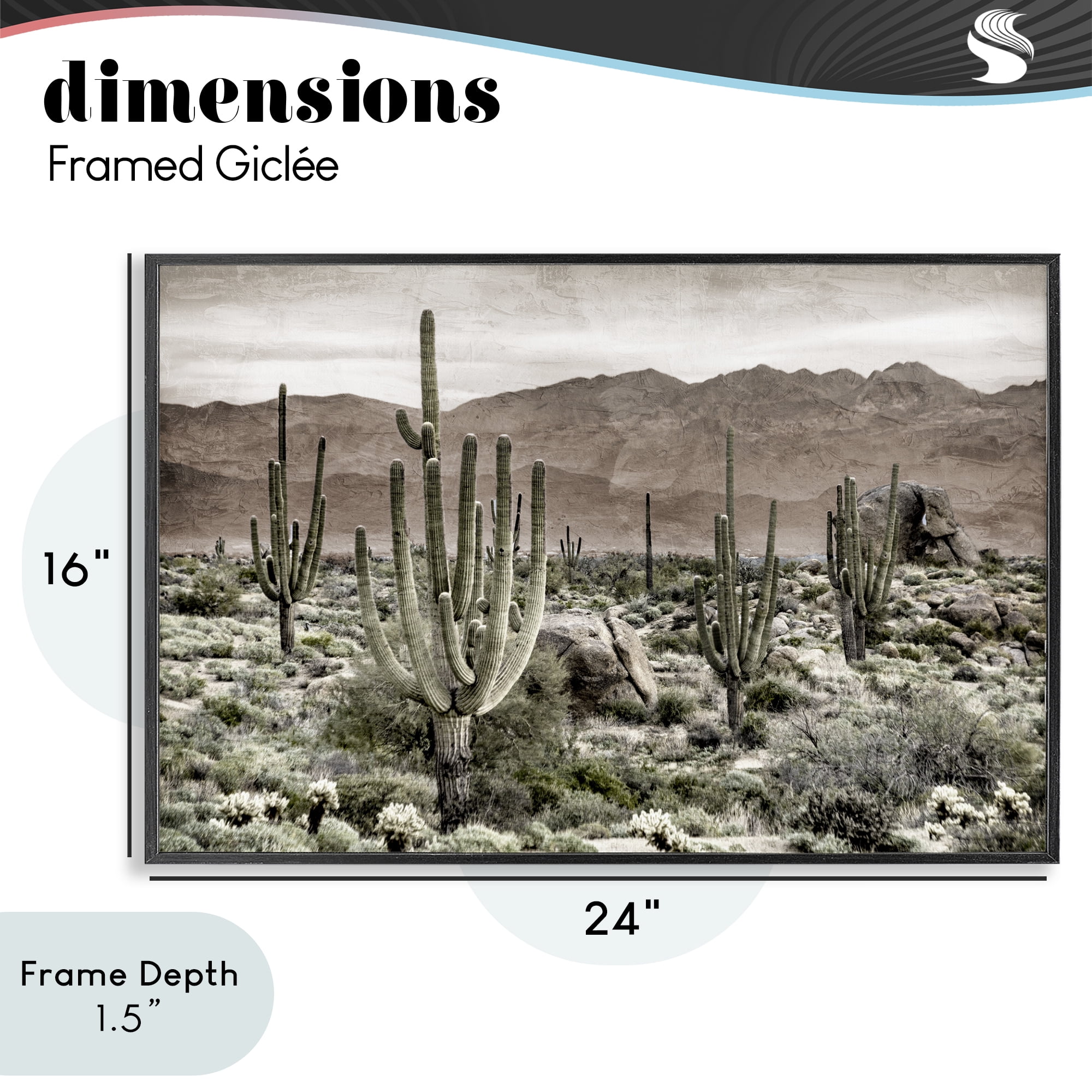 Stupell Industries Desert Land Cacti Wilderness Black Framed Giclee Art, design by Kim Allen