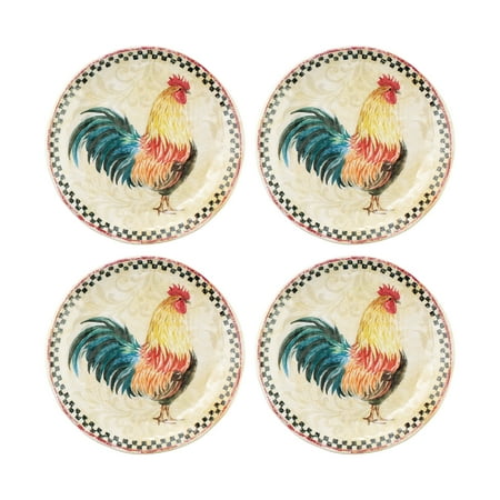 

Gourmet Art 4-Piece Country Rooster Melamine 6 Inch Serving Plates/Appetizer Plates/Dessert Plates