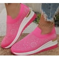 thumbnail image 4 of Rhinestone Slip On Sneakers for Women Breathable Sock Shoes Mesh Walking Shoes Comfortable Running Sports Shoes, 4 of 5
