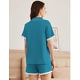 thumbnail image 3 of Ekouaer Womens Short Sleeve Pajamas Set Soft Sleepwear Button Down Lounge Set Lace Top and Shorts Pj Nightwear, 3 of 6