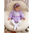 thumbnail image 6 of RUINIXCW Newborn Baby Girls Halloween Outfit Gingham Plaid Bubble Romper Long Sleeve Ghost Witch Hat Pumpkin Print Smocked Bodysuit Playsuit with Headband, 6 of 9