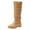 Khaki, variant on Womens Slouch Knee High Boots with No Heels Winter Fall Casual Ruched Leather Flats Wide Calf Tall Boots Black Size 6