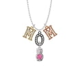 thumbnail image 2 of Delight Jewelry Silvertone 3-D Hot Pink & AB Crystal Owl Multi-Colored Crystal Mom Charm Necklace, 2 of 5