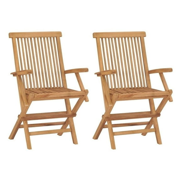 Pemberly Row Standard Collapsible Teak Wood Garden Chair (Set of 2)