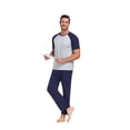 thumbnail image 6 of ANLIQI Men's Pajama Sets Short Sleeve Top & Pant Soft Bamboo Rayon Pjs Set Lounge Sleepwear for Men (Navy Blue L), 6 of 8