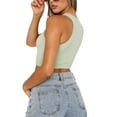 thumbnail image 4 of xiaxaixu Women Solid Color Tank Tops Ribbed Crew Neck Sleeveless Vests Summer Slim Fit Exposed Navel Crop Tops Streetwear, 4 of 5