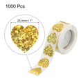 thumbnail image 2 of Uxcell Heart Shaped Sticker 1 Inch Self Adhesive Love Sticker Label for Valentine Day, Glitter Golden 1000 Pcs, 2 of 6